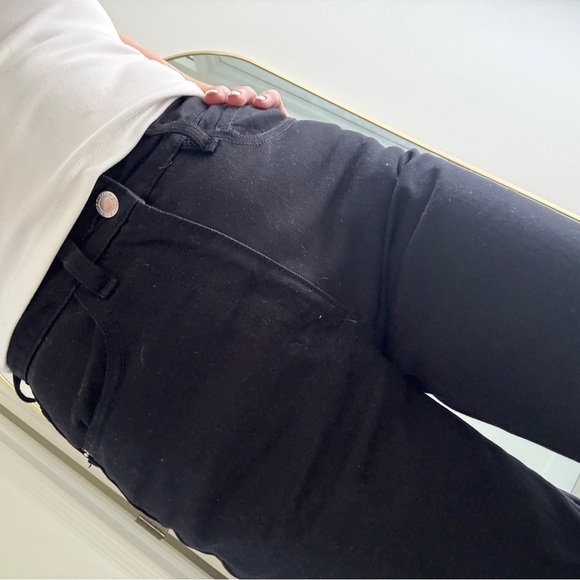 We Wore What High Rise Wide Leg Black Denim Jeans Split Leg - Picture 4 of 13